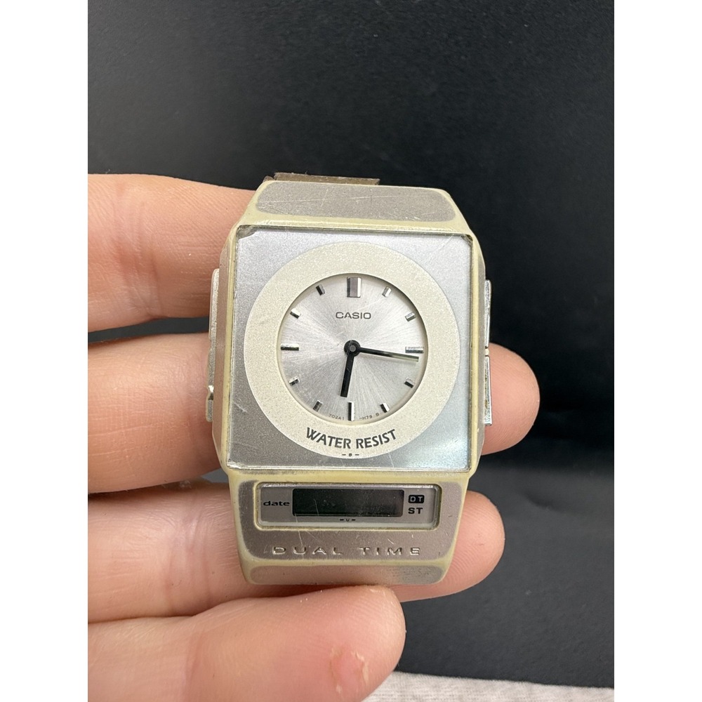 Vintage‎ Casio Watch Dual Time Film BROKEN FOR PARTS